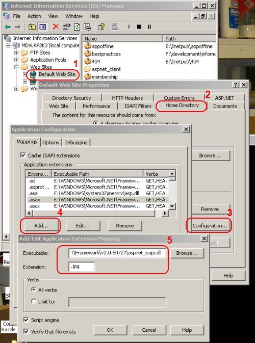 Add extension mapping to IIS5 on Windows XP/2000