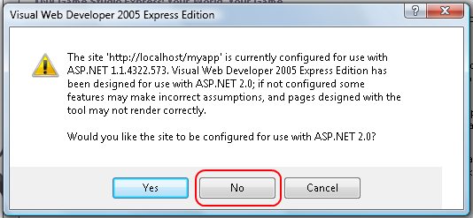 Visual Studio wrong ASP.NET version warning