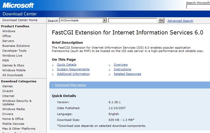 FastCGI RTM on Download Center