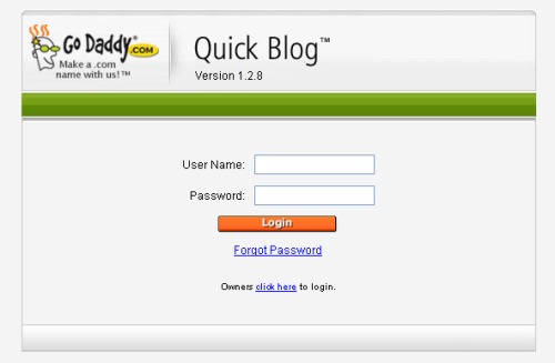 Log into your QuickBlog